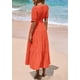 thumbnail image 2 of Vestido midi PRETTYGARDEN 2025 con cuello en V y manga corta con bolsillos, 2 of 9