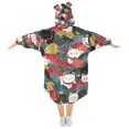 thumbnail image 2 of FORMRS Wearable Blanket Hoodie with Sleeves for Kids Cozy Flannel Sweatshirt, Black Lucky Cat, 2 of 7