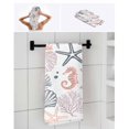 thumbnail image 6 of Coastal Ocean Towel Set of 3, Soft Microfiber Bath Towels, Hand Towel, Washcloths, Green Pink Coral Starfish Seahorse Shell Quick-Dry Absorbent Towels for Bathroom Kitchen Hotel Beach Gym Spa, 6 of 7