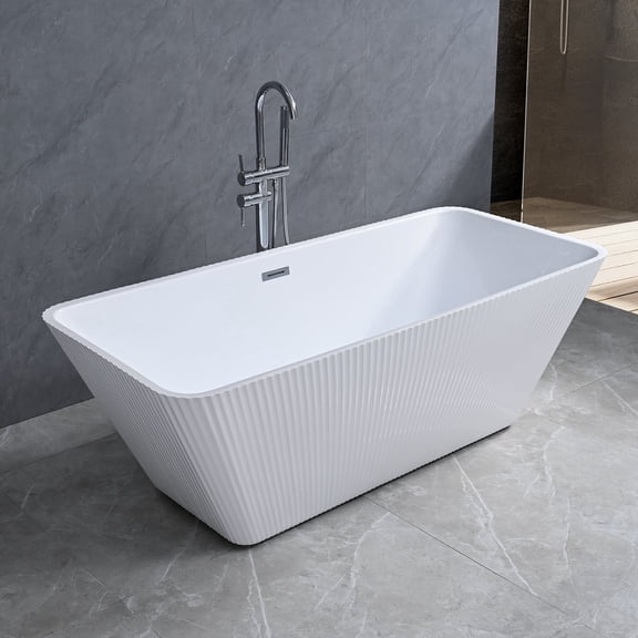 Dreamwerks Palazzo White 67in x 30in, 73 gal Freestanding Bathtub