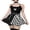 Black White, variant on Women's Mini Skater Skirt, Casual High Waist Checkerboard Print Color Block Flared Skirt