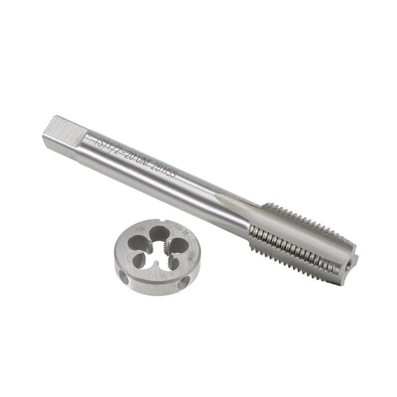 1/2"-20 UNF Tap and Die Set, HSS Machine Thread Tap with Round Threading Die Right Hand