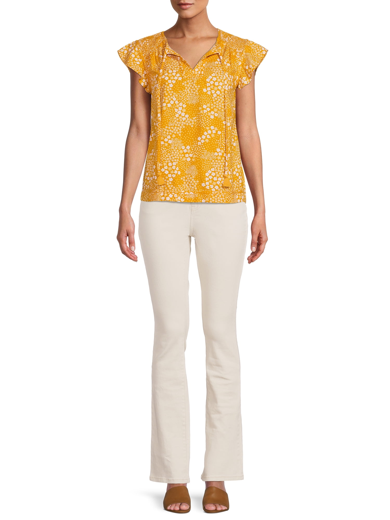 Time and Tru Women's Flutter Sleeve Top