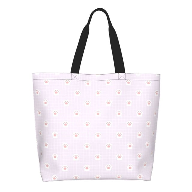 Disketp Kawaii Cat Paw Bolsa Tote Estampada para Mujer, Bolso de Hombro y de Mano para Compras y Viajes