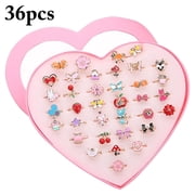 Peaoy Multicolor Cartoon Adjustable Rings, Fashion Jewelry, 0.59 in, 36 Count