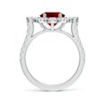 thumbnail image 2 of ANGARA Oval Lab Grown 3.3 Ct Ruby Halo Side Stone Engagement Ring in 14K White Gold for Women (Size-10x8mm) | July Birthstone, Birthday, Anniversary, Jewelry Gift for Women | Lab Grown Ruby Ring, 2 of 8