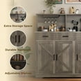thumbnail image 5 of Ataucjin Farmhouse Sideboard Buffet with Microwave Stand, Barn Doors Buffet Storage Cabinet with Drawers and Shelves, Wood Coffee Bar Cabinet for Kitchen, Dining Room, Living Room, 5 of 7