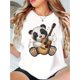thumbnail image 1 of Camiseta De Verano Para Mujer, Moda Informal, Ropa Cómoda, Camisetas De Manga Corta MWomen's Casual Round Neck Short Sleeve T-Shirt, Creative Panda Guitar Print, Fashionable Knit Fabric, Polyester,, 1 of 6
