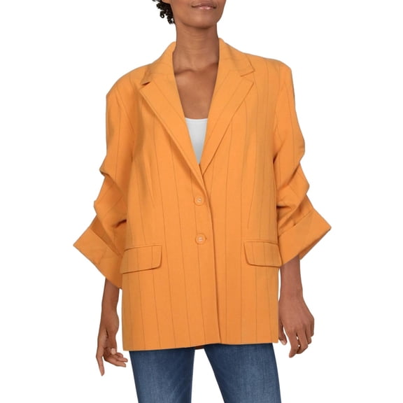 Danielle Bernstein Womens Pinstripe 3/4 Sleeves Two-Button Blazer