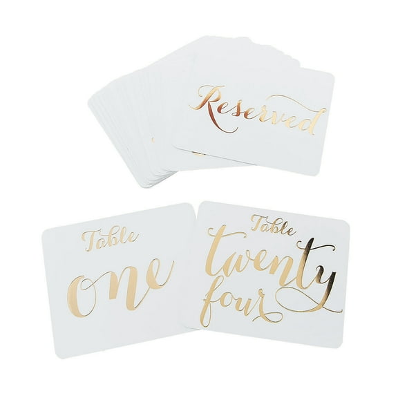 Gold Foil Table Numbers 1-24 - Party Supplies - 28 Pieces