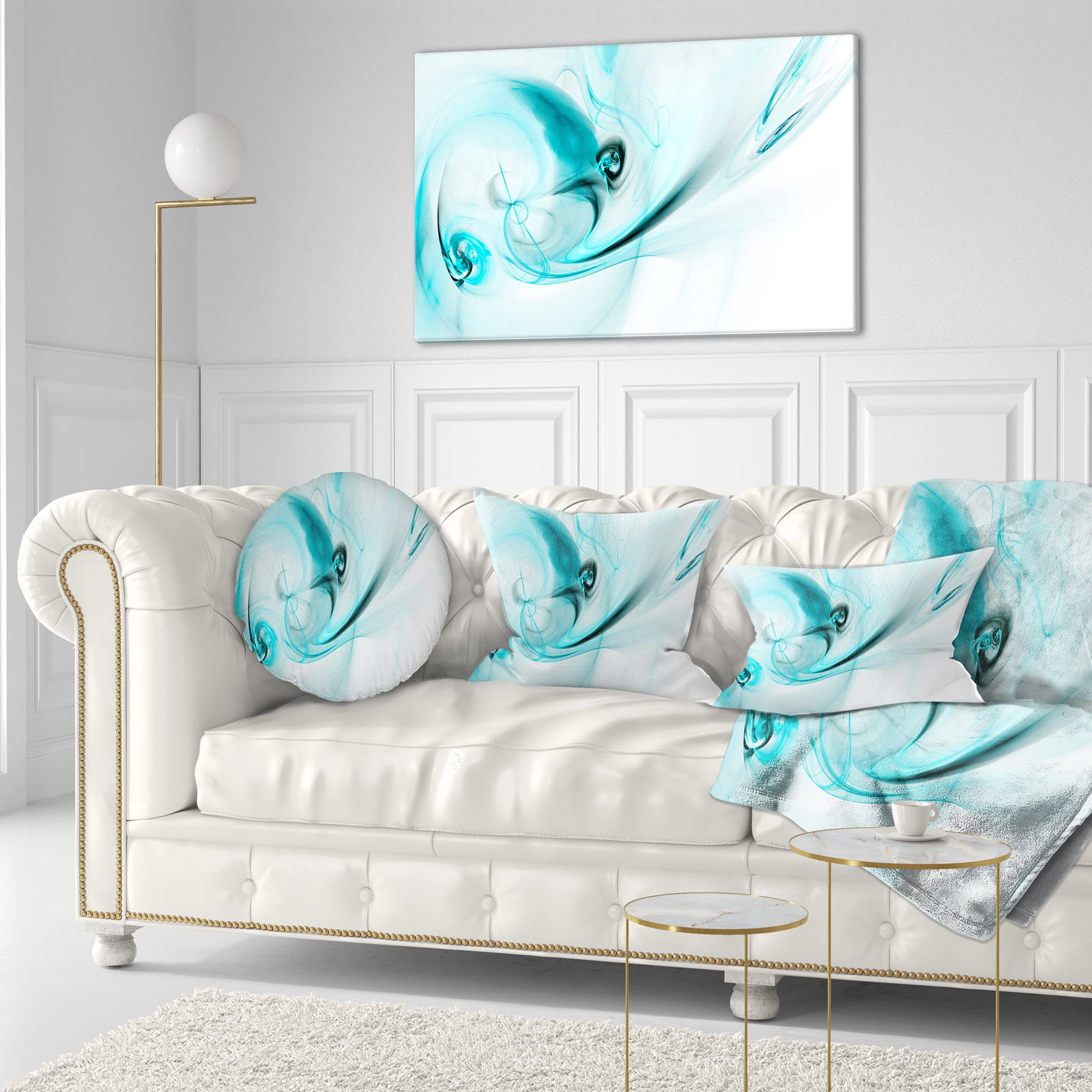 Designart Colored Smoke Light Blue - Abstract Throw Pillow - 12x20