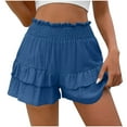 thumbnail image 1 of FNFYFH Clearance Ladies Comfortable High Waist Loose Fit Solid Color Summer Casual Shorts，Blue, 1 of 7