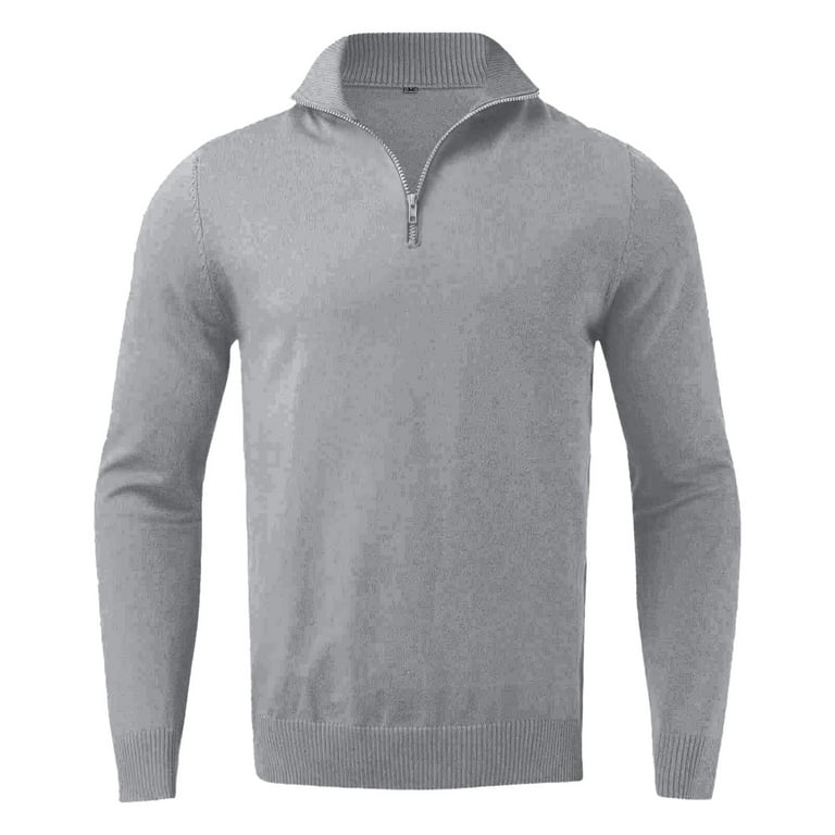 DHFJKG Mens Quarter Zip Knitting Sweater Casual Solid Color Loose