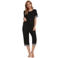 thumbnail image 2 of Unique Bargains Womens Pajama Set Round Neck with Capri Pants Pjs Lounge Sleepwear Sets, 2 of 5
