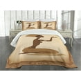 thumbnail image 3 of Ambesonne African Quilted Bedspread Set 3 Pcs, Lady Hand Gesture, Queen Size, Brown Pale Brown, 3 of 5