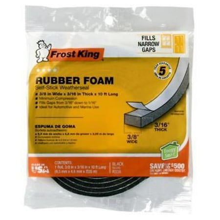 3/8" x 3/16" 10' High Density Black Foam Weather-Strip Tape 4PK