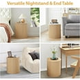 thumbnail image 6 of AVZEAR Fluted Round Side Table with Storage, Small End Table Modern Boho Nightstands, Circle Bedside Tables Bohemian Accent Table Wood Night Stand for Small Spaces, Living Room, Bedroom (Nature), 6 of 11