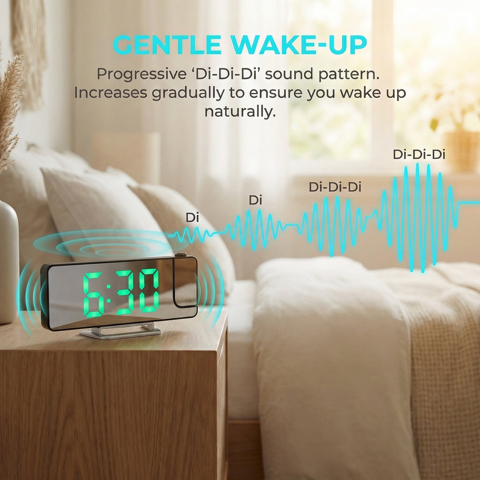 Unique Bargains Digital Dual Alarm Clock with A 180° Rotating Projector 7.5" x 1" x 2.8"