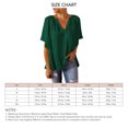 thumbnail image 4 of Blusa de manga corta con cuello en V, ajuste holgado, Color puro, suave, transpirable, Top informal para mujer para viajes diarios de trabajo, 4 of 6