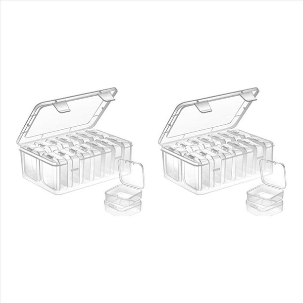 2Conjunto Caja Pequeña de Almacenamiento Con Tapa Caja Pequeña de Plástico Transparente Caja Contenedora de Almacenamiento de Plástico Mini Organizador Vacío