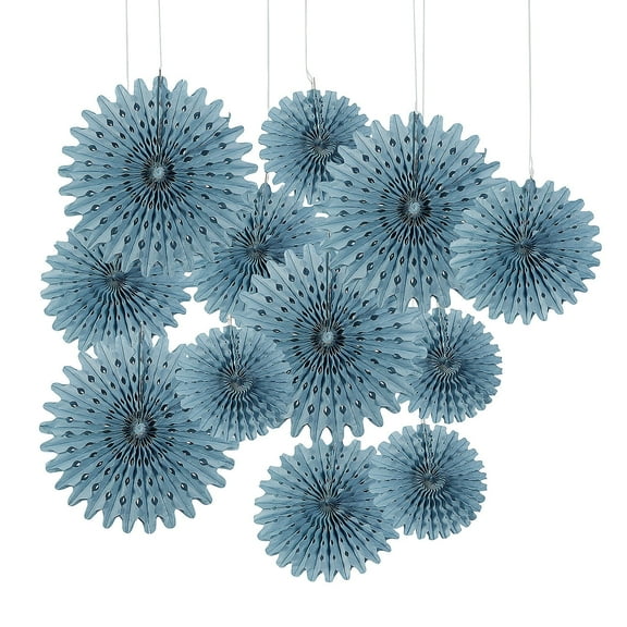 Fun Express Slate Blue Hanging Tissue Paper Fans - 12 Pieces