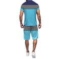 thumbnail image 3 of Ketyyh-chn99 2 Piece Outfit Men T Shirts and Shorts Stylish Casual Sweatsuit Set Sky Blue,M, 3 of 5