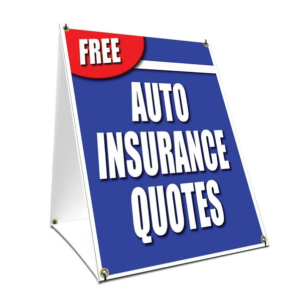 A-frame Sidewalk Free Auto Insurance Quotes Sign With Graphics On Each Side | 18" X 24" Print Size