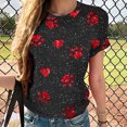 thumbnail image 2 of Plebaso T-Shirts Imprimés pour Femmes Col Rond Dégradé Manches Courtes Mode Ample T-Shirts pour Femmes, 2 of 4