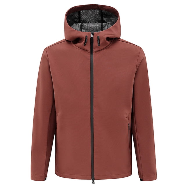 Windbreaker Jacket Men's Zip Front Windbreaker Jacket Spring And Charge Coat Thin Outdoor Mountaineering And Riding Windproof Work Coat Wine 3XL