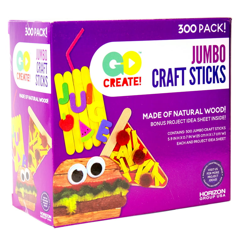 Fedmax Craft Sticks, 300pc, Jumbo 8 Popsicles, Great for use as Auction  Paddles, Crafts, Wedding Fan Handles, Long Wooden & Wavy