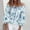 Blue, variant on KIHOUT Womens Plus Size Tops Women's Graphic Tops Shoulder Collar Flowy Tunic 3/4 Short Sleeve Loose Blouse
