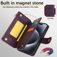 thumbnail image 4 of Allytechgroup Wallet Case for Apple iPhone 15 Pro Max,  Retro [1 Zipper Pocket + 6 Cards Slots] Hand Wrist Shoulder Strap Stand Shockproof iPhone 15 Pro Max Cover Case for Girls Women, Purple, 4 of 10