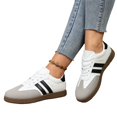 thumbnail image 6 of QWKLEAJ Women’s Casual Shoes Retro Tennis Sneakers, Two Tone Suede Leather Triple Stripe Lace Up Gum Sole Trainers for Daily Walking Street Fashion Footwear White 6, 6 of 6