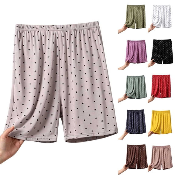 Bovxnpu Womens Pajama Shorts Sleep Loungewear Bottoms Pajama Shorts Polka Print Cotton Plus Size Pocketed Sleepwear