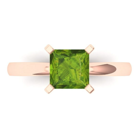 Solitaire Engagement Ring for Women - 1.5ct Natural Peridot in 18K Rose Gold Promise Ring