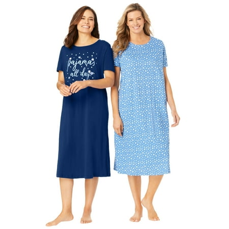

Dreams & Co. Women s Plus Size 2-Pack Long Sleepshirts Nightgown