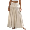 thumbnail image 2 of Women's Bohemian Style Elastic Waist Band Cotton Linen Long Maxi Skirt Dress, 2 of 4