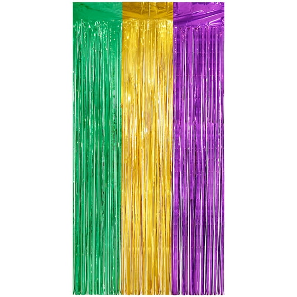 MasteelfCA 1 Set Fringe Curtains Party Background Curtain Mardi Gras St. Patrick Decoration
