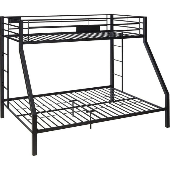 Benjara Metal Twin XL/Queen Bunk Bed, Black Sand
