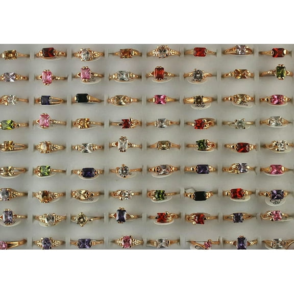 EOEMY Wholesale Lots 32Pcs Mixed Fashion Assorted Cubic Zirconia Classic Lady Rings