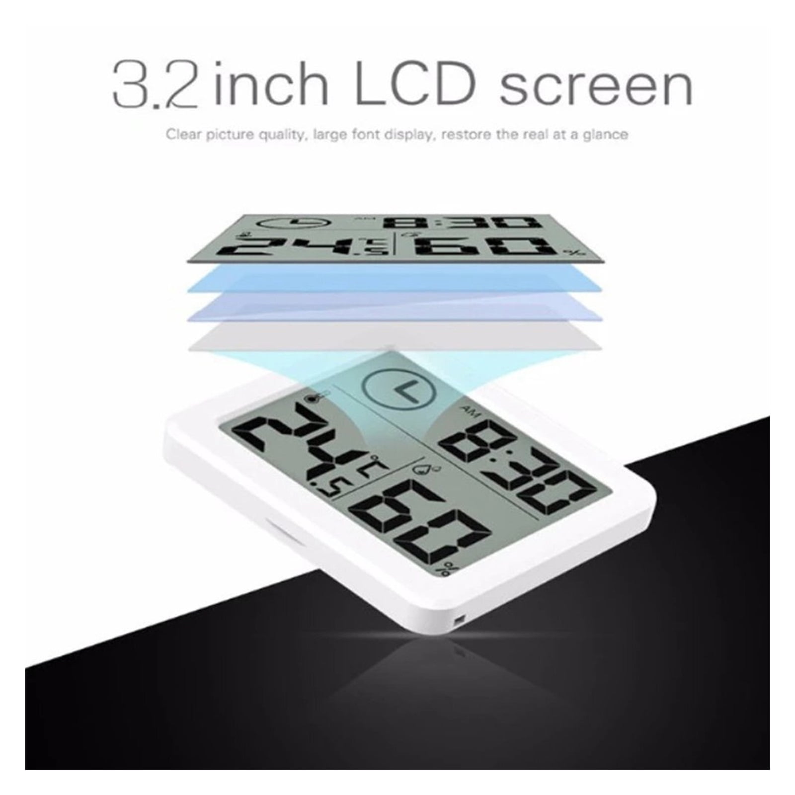 Thermohygrometer Simple Smart Home Electronic Digital Thermometer Hygrometer LCD Wall Clock ,Simple Operation