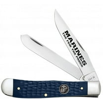 Case XX Knives Marines USMC Jigged Blue Synthetic Trapper Stainless Pocket Knife