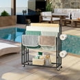 thumbnail image 4 of 4th Tier H Freestanding Towel Rack for Bathroom Metal Floor Standing Blanket Rack Drying Rack Sturdy Black, 4 of 6