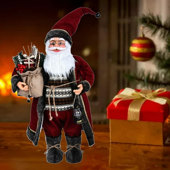 Simulación Santa Claus Santa Estatuas Y Estatuillas Muñeca de Peluche Ornamento de Navidad Coleccionables Mostrar Decoraciones de Estilo 4 CUTICAT Figuras de Santa Claus