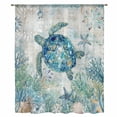 thumbnail image 2 of Underwater Turtle Sheer Curtains 45 Inches Long, Coastal Coral Starfish Summer Ocean Reefs Light Filering Curtains, Breathable Simi Curtain Privacy Drapes for Kitchen Bathroom Small Window Treatment, 2 of 9