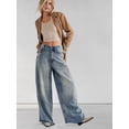 thumbnail image 6 of Jeans Wide Leg Denim Pants Vintage 'S Y2K Street Fashion Boyfriend Straight Denim Pants Blue-Black XL, 6 of 7