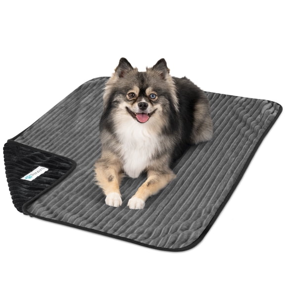 PetAmi Waterproof Dog Blanket, Leakproof Pet Blanket for Small Medium Large Cats, Soft Plush Reversible Sofa Couch Cover Protector, Washable Puppy Throw for Bed Crate, 29x40 In, Black Grey