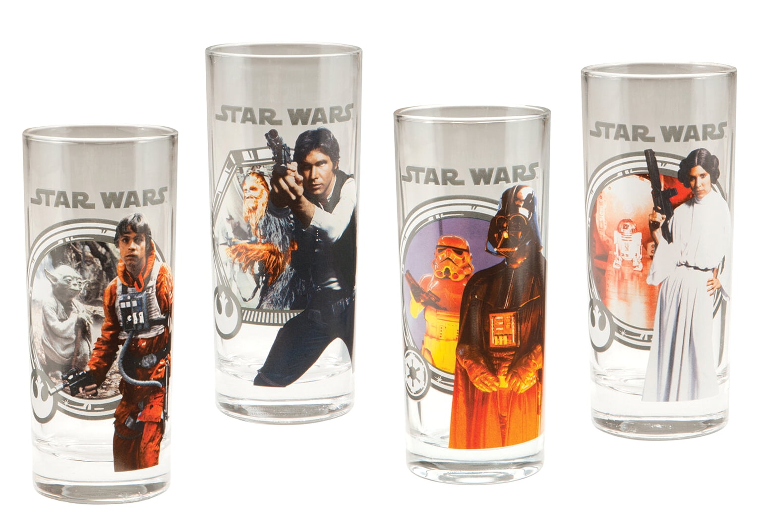 NEW Set of 4 Disney STAR WARS Collectible 16 oz Drinking Glasses Pint Glass 