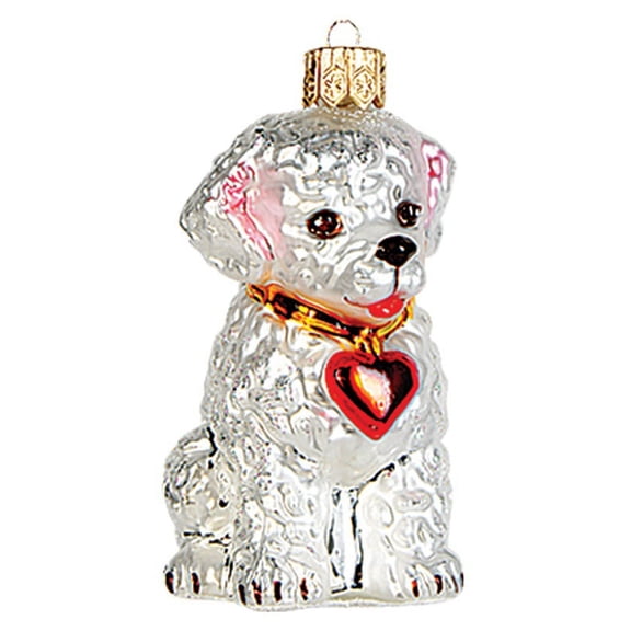 Bichon Frise Dog Polish Mouth Blown Glass Christmas Ornament Tree Decoration