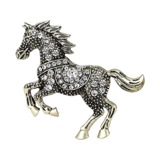 Hioecau Broche Cheval Style Rétro Strass Scintillants Épingles Vêtements Chapeaux Sacs Écharpes Badge Accessoires